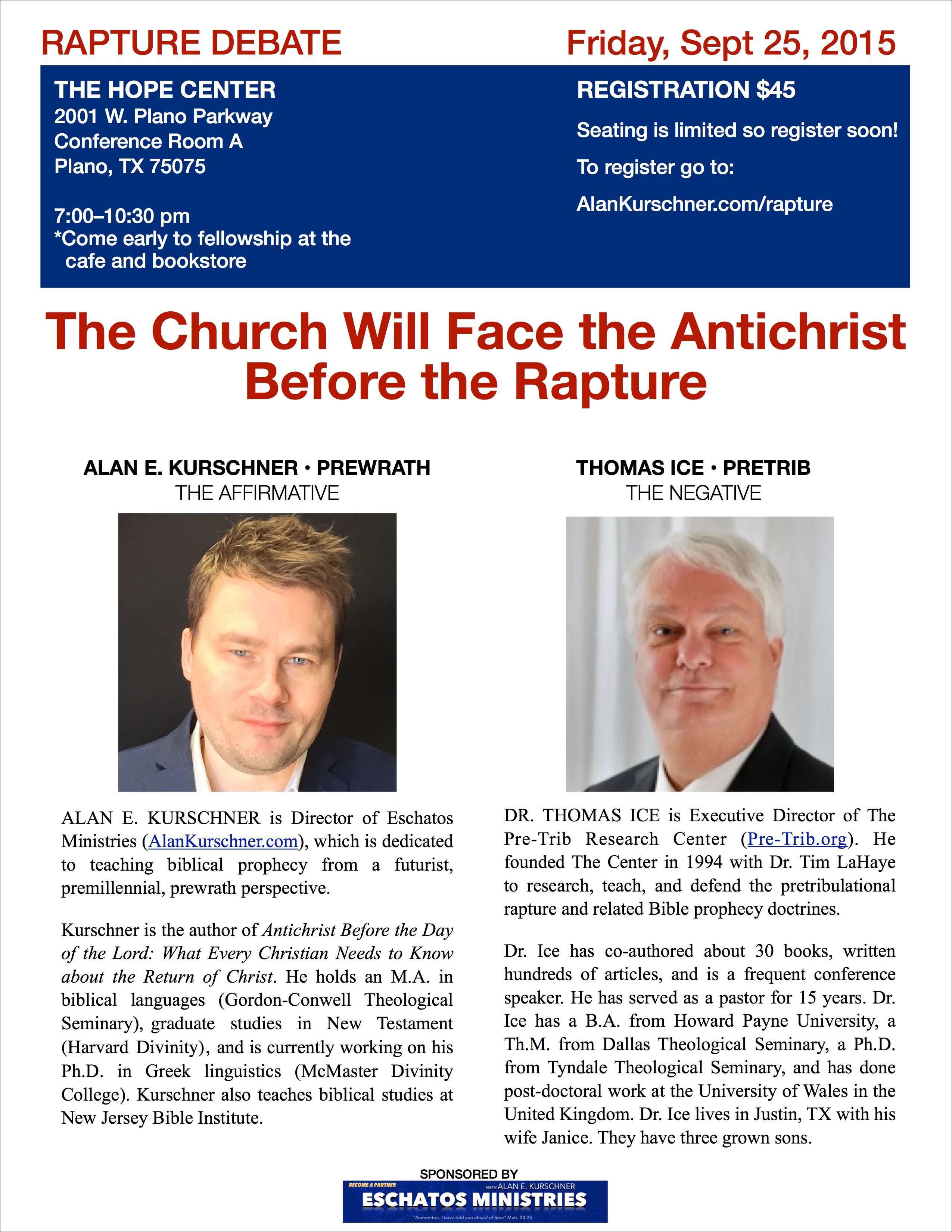 Alan Kurschner Thomas Ice Rapture debate prewrath pretrib